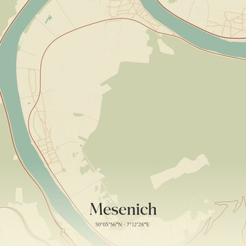 Vintage map of Mesenich, Germany.