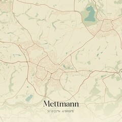 Vintage map of Mettmann, Germany.