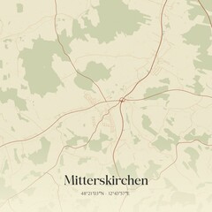 Fototapeta premium Vintage map of Mitterskirchen, Germany.