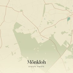 Vintage map of Monkloh, Germany.