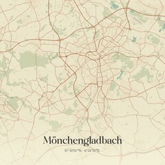 Vintage map of Monchengladbach, Germany.