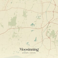 Vintage map of Moosinning, Germany.
