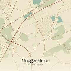 Vintage map of Muggensturm, Germany.