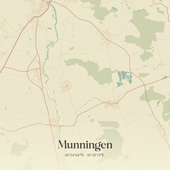 Fototapeta premium Vintage map of Munningen, Germany.