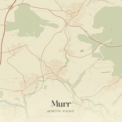 Fototapeta premium Vintage map of Murr, Germany.