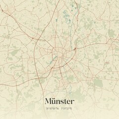 Vintage map of Munster, Germany.