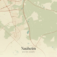 Fototapeta premium Vintage map of Nauheim, Germany.