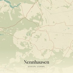 Vintage map of Nennhausen, Germany.