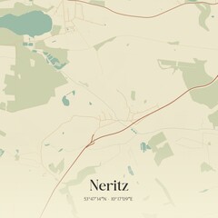 Vintage map of Neritz, Germany.