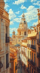 Fototapeta premium Cityscape view of church and buildings