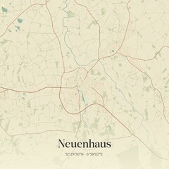 Fototapeta premium Vintage map of Neuenhaus, Germany.