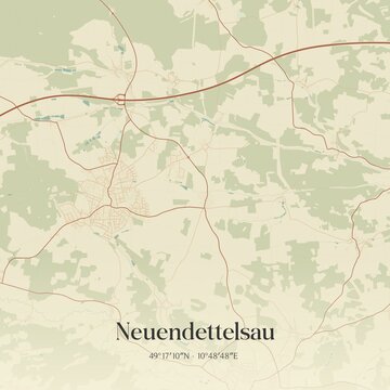 Vintage map of Neuendettelsau, Germany.