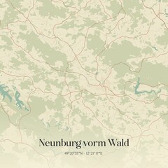 Vintage map of Neunburg vorm Wald, Germany.
