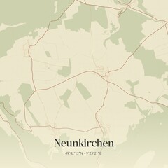 Vintage map of Neunkirchen, Germany.