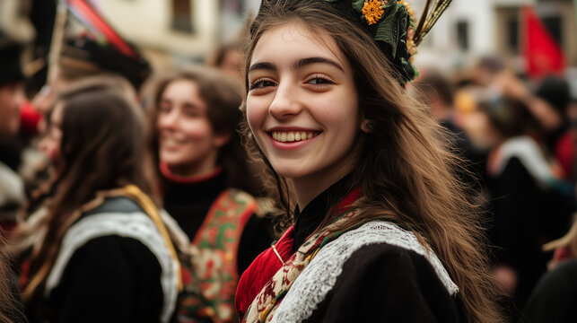 St. Piran’s Day celebration with street parade, people wearing traditional clothes with St. Piran’s flag, Ai generated images