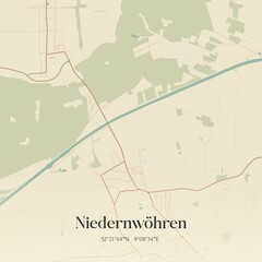 Vintage map of Niedernwohren, Germany.