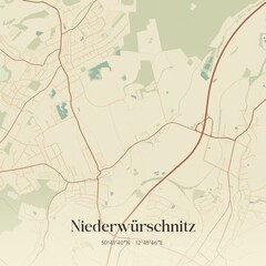 Vintage map of Niederwurschnitz, Germany.