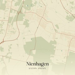 Vintage map of Nienhagen, Germany.