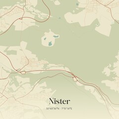 Vintage map of Nister, Germany.