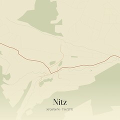 Fototapeta premium Vintage map of Nitz, Germany.