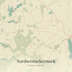 Vintage map of Nordwestuckermark, Germany.