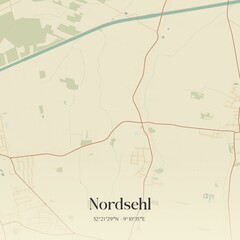 Fototapeta premium Vintage map of Nordsehl, Germany.
