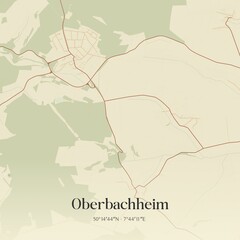 Vintage map of Oberbachheim, Germany.