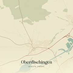 Vintage map of Oberdischingen, Germany.