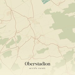 Fototapeta premium Vintage map of Oberstadion, Germany.