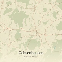 Fototapeta premium Vintage map of Ochsenhausen, Germany.