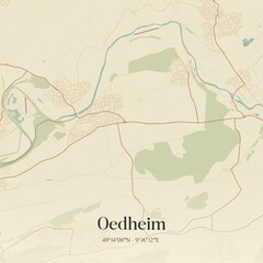 Naklejka premium Vintage map of Oedheim, Germany.