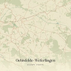 Vintage map of Oebisfelde-Weferlingen, Germany.