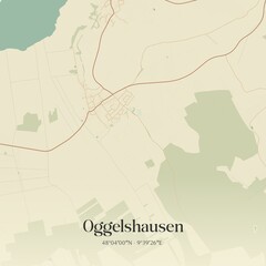 Vintage map of Oggelshausen, Germany.