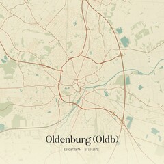 Vintage map of Oldenburg (Oldb), Germany.