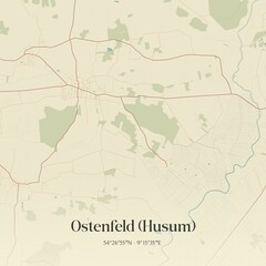 Vintage map of Ostenfeld (Husum), Germany.