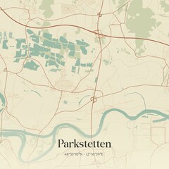 Vintage map of Parkstetten, Germany.