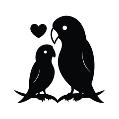 two birds sitting on a branch vector illustration