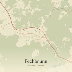 Vintage map of Pechbrunn, Germany.