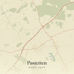 Fototapeta premium Vintage map of Pastetten, Germany.