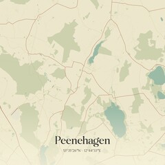 Vintage map of Peenehagen, Germany.