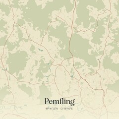 Vintage map of Pemfling, Germany.