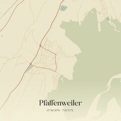 Vintage map of Pfaffenweiler, Germany.