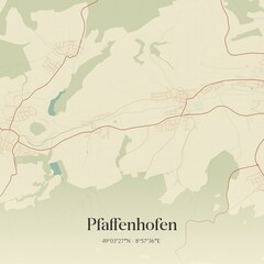 Vintage map of Pfaffenhofen, Germany.