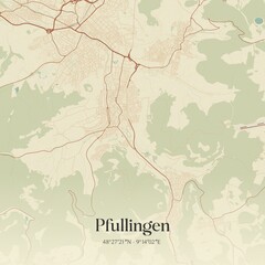 Vintage map of Pfullingen, Germany.