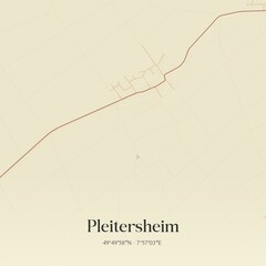 Vintage map of Pleitersheim, Germany.
