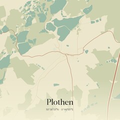 Vintage map of Plothen, Germany.