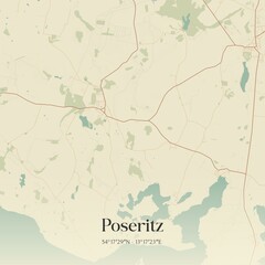 Fototapeta premium Vintage map of Poseritz, Germany.