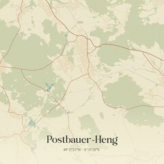 Vintage map of Postbauer-Heng, Germany.