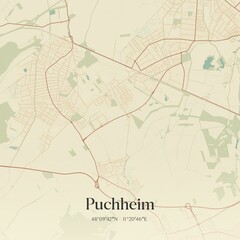 Obraz premium Vintage map of Puchheim, Germany.
