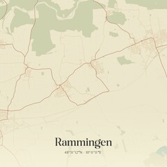 Fototapeta premium Vintage map of Rammingen, Germany.